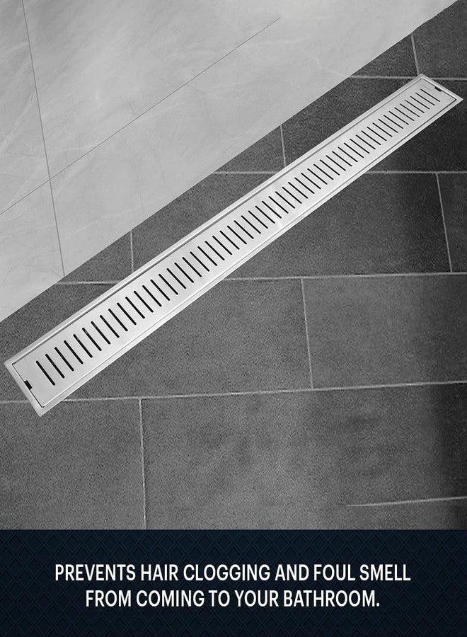 Johnson Bathrooms Johnson Fusion 4x24 inches Rectangle Shower Drain Channel | SS304 Grade Vertical Water Drain Channel| Floor Drain for Bathroom with Cockroach Trap| 2 Year Warranty (T3291C2- Stainless Steel) - Image 5